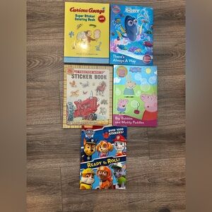 Large Super Sticker Coloring Book - Curious George, Dinding Nemo, Peppa, Tractor